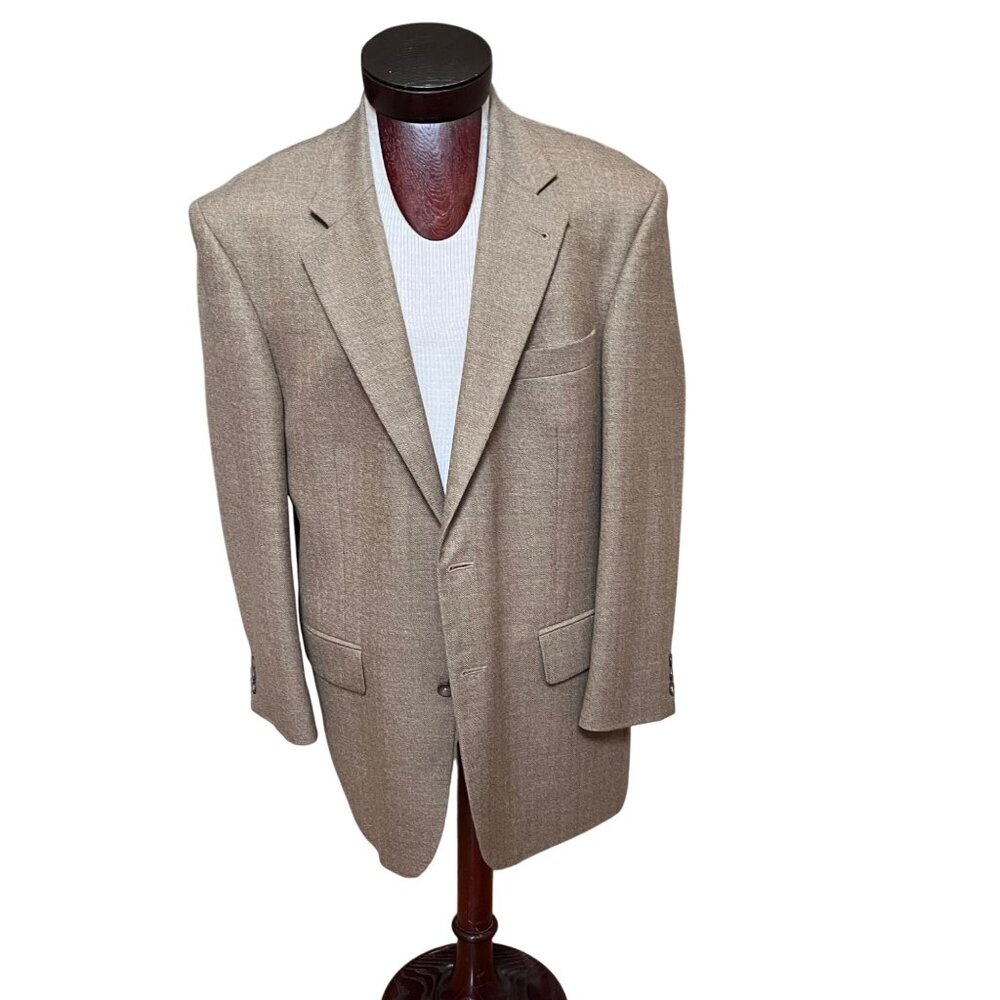 Oscar De La Renta‎ Mens Camel Brown Lambs Wool Cashmere Sport Coat Blazer 42R